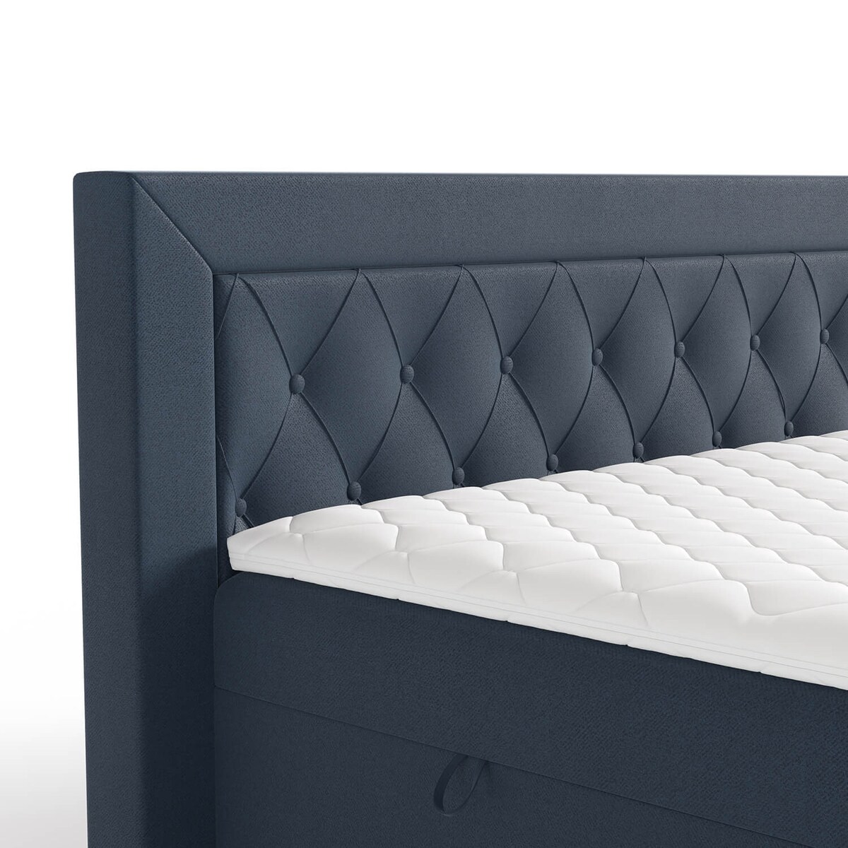 Łóżko kontynentalne ANNABELLE 140x200 z pojemnikiem, Granatowy, tkanina Element 13