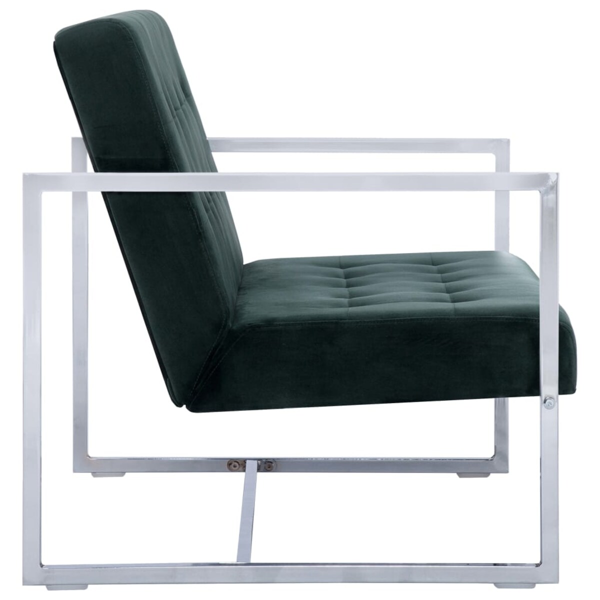vidaXL 2-osobowa sofa z podłokietnikami, ciemnozielona, chrom, aksamit
