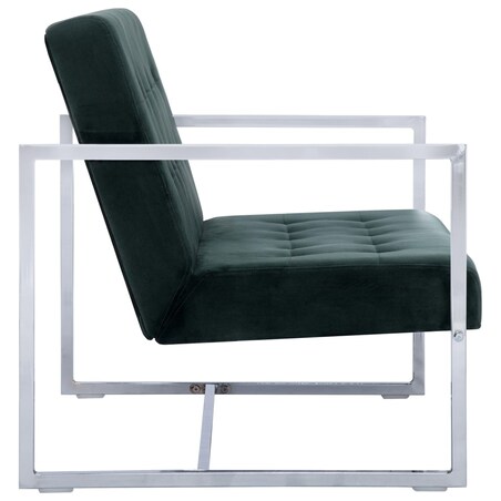 vidaXL 2-osobowa sofa z podłokietnikami, ciemnozielona, chrom, aksamit