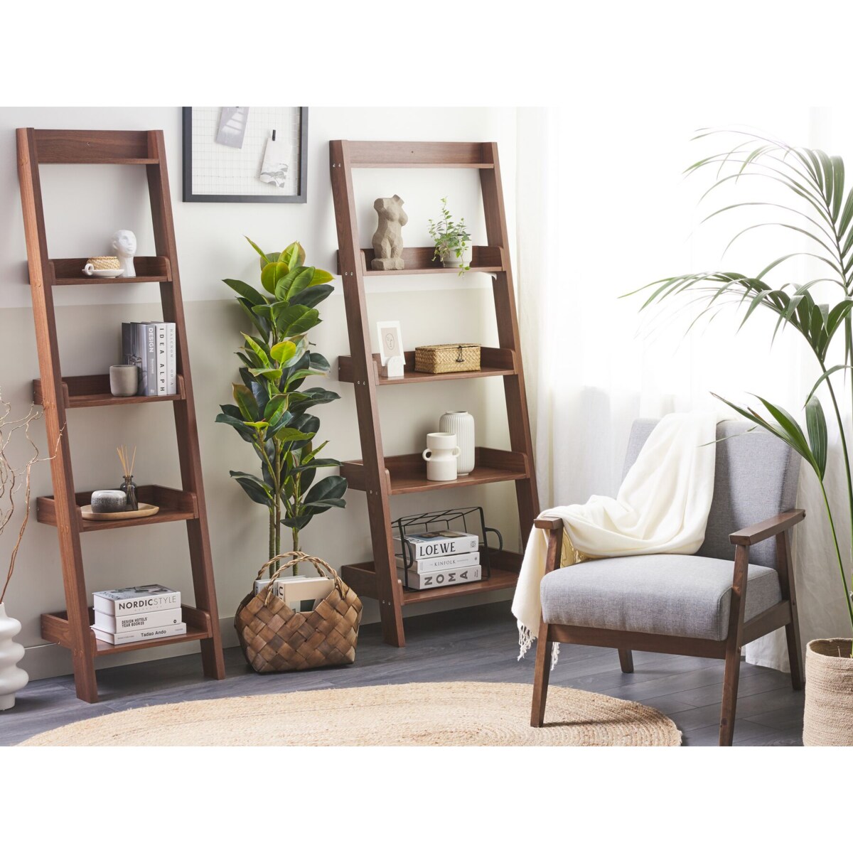 Regał drabina 5 półek ciemne drewno MOBILE DUO