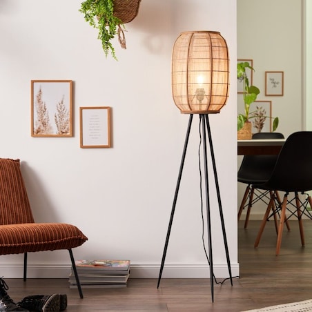 Lampa stojąca na trójnogu Tanah 93136/76 Brilliant boho beż czarna