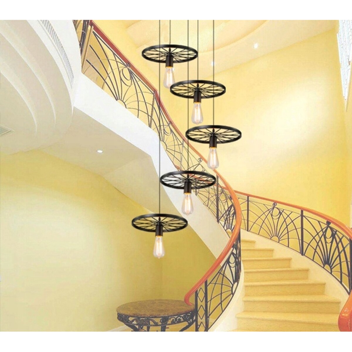 Lampa Sufitowa Czarna Żyrandol Loft Industrial