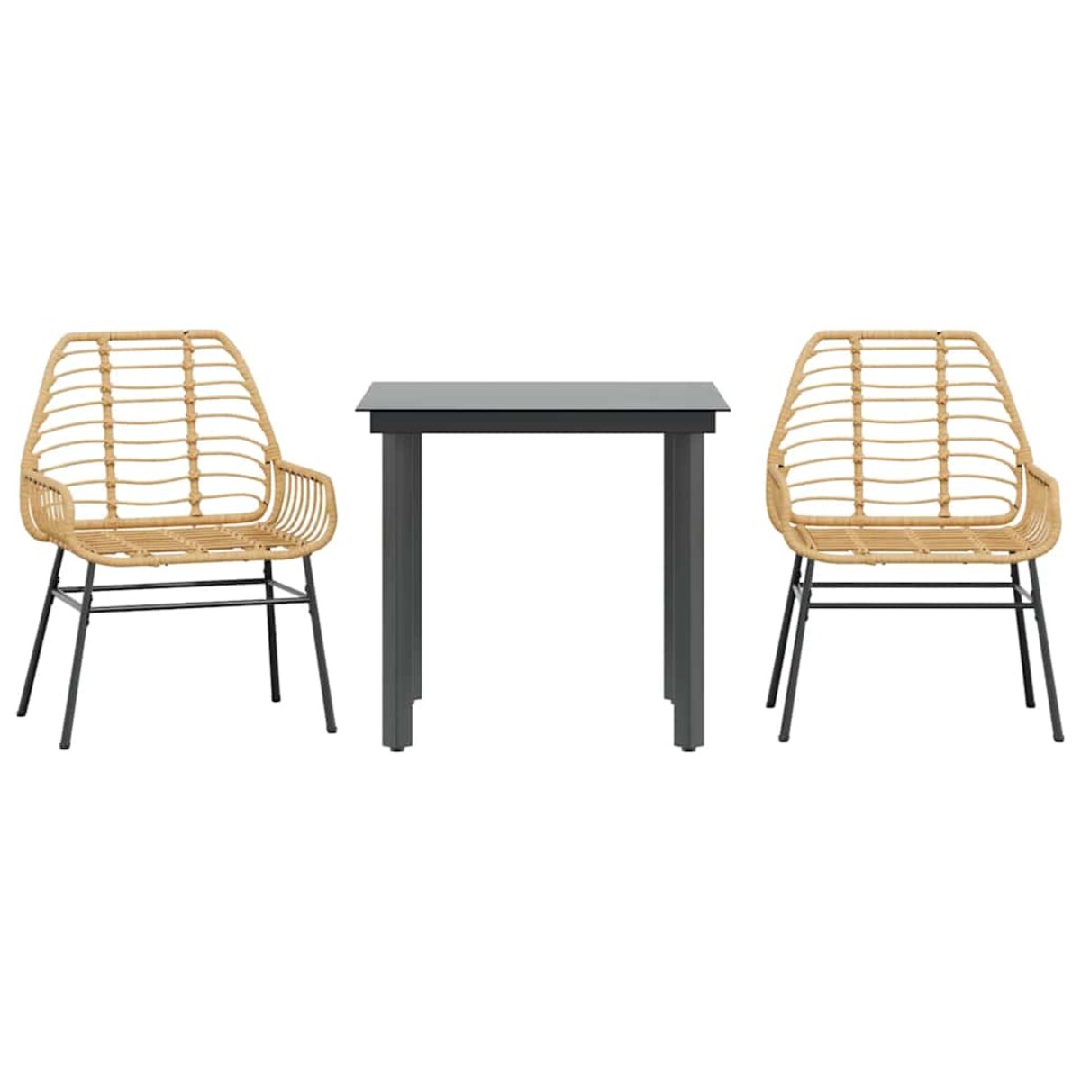 vidaXL 3-częściowy zestaw obiadowy do ogrodu, brązowy polirattan szkło