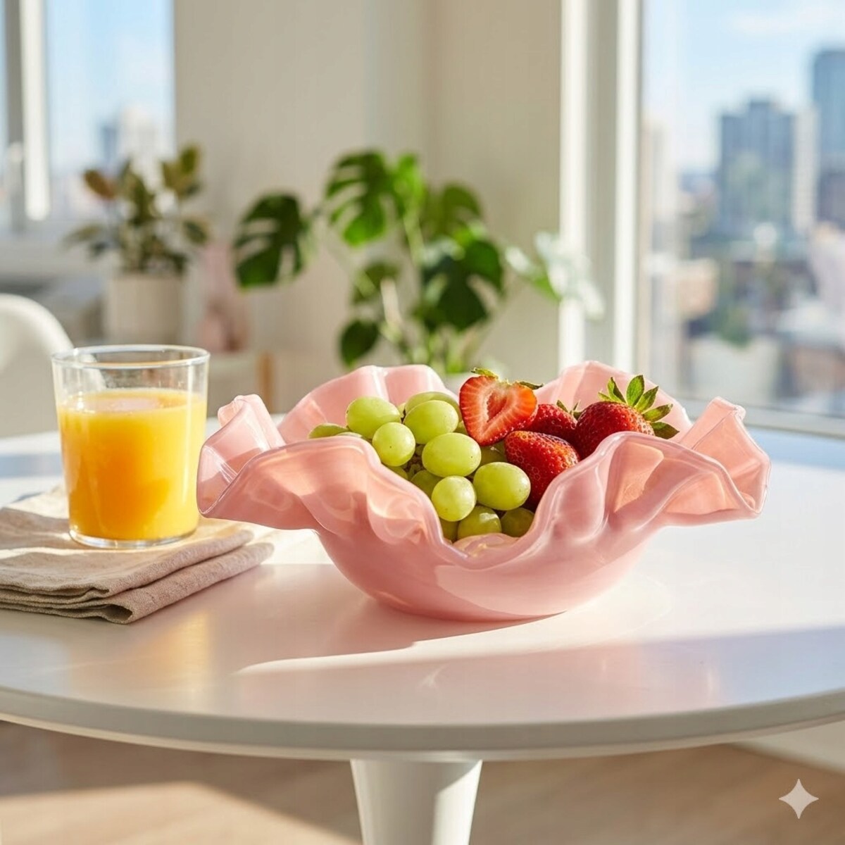 MISA DEKORACYJNA RÓŻOWA 28cm SZKLANA MISKA PATERA RÓŻOWA NA DEKORACJE