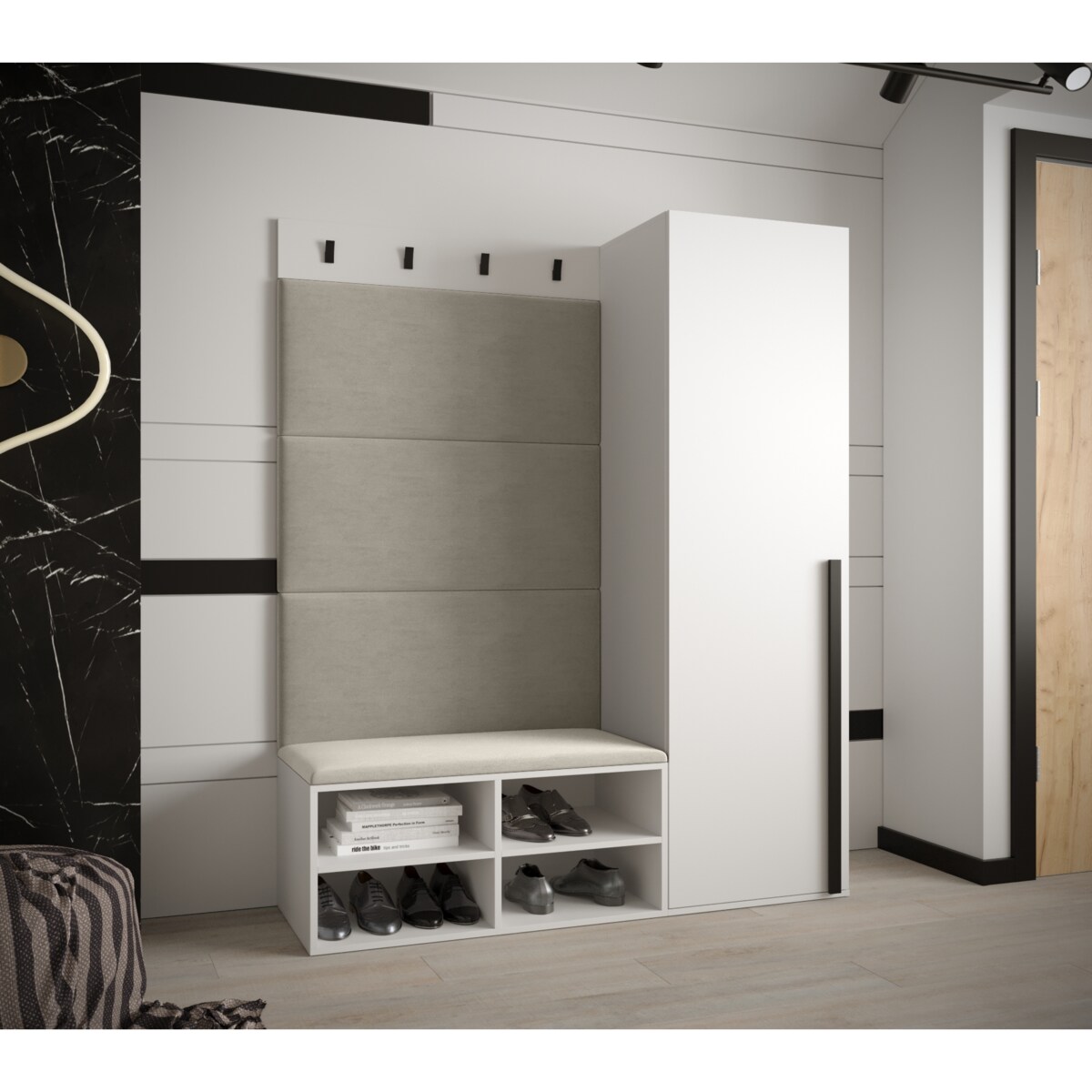 Garderoba do przedpokoju Abiks MIRO 6 biały+manila02