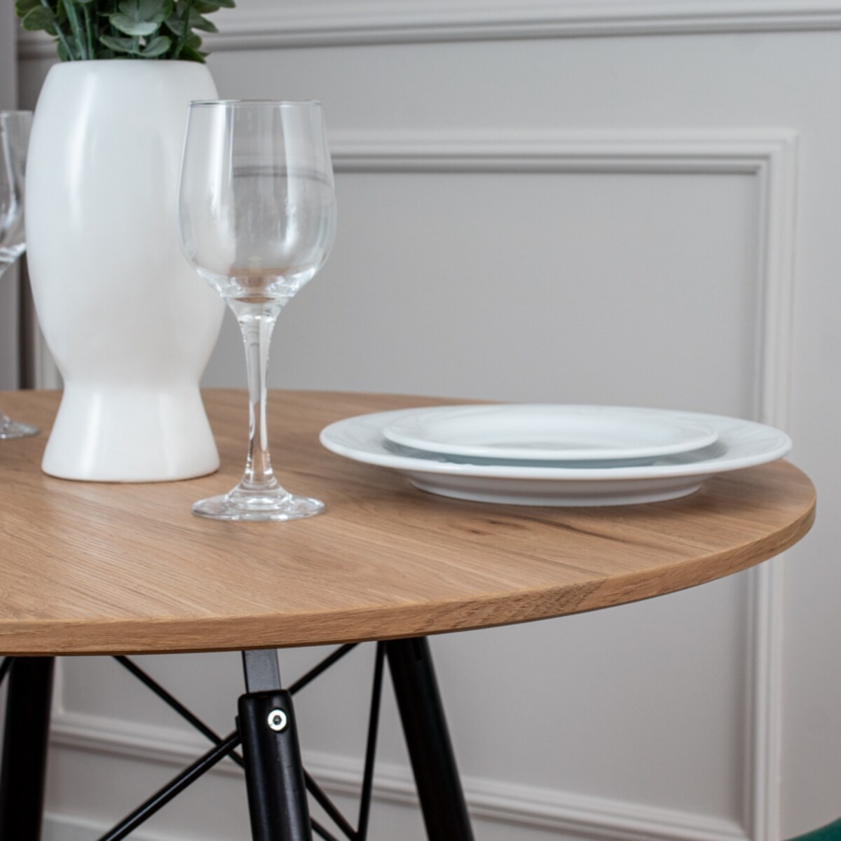 Stół okrągły 80 cm do salonu jadalni blat w kolorze drewna skandynawski