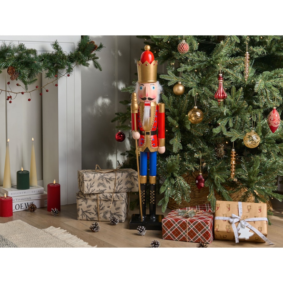 Figurka dekoracyjna MALARAN 90 cm Dziadek do orzechów Czerwony