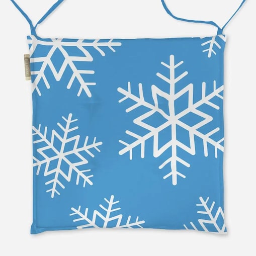 Poduszka świąteczna na krzesło - Niebieska śnieżynka