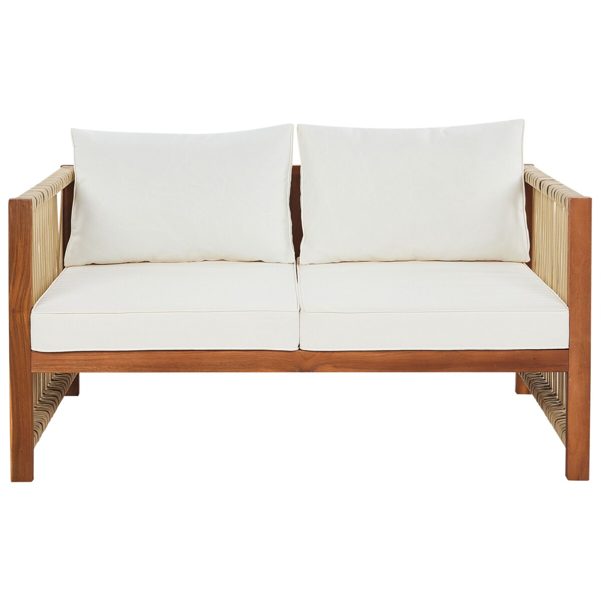 Zestaw ogrodowy 4-osobowy drewniany z plecionką beżową ANTRIA