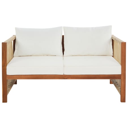 Zestaw ogrodowy 4-osobowy drewniany z plecionką beżową ANTRIA