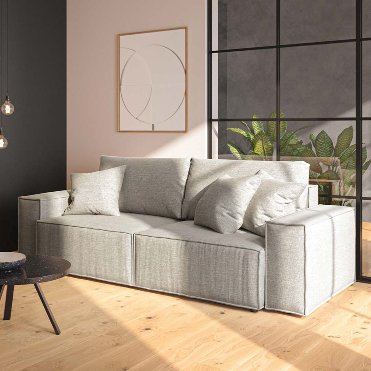 Melow 3-osobowa rozkładana sofa - jasnoszara