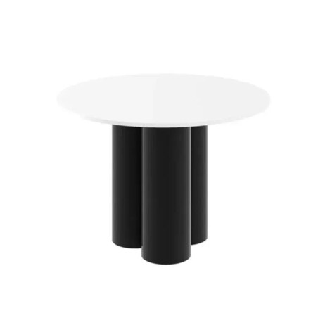 Stół okrągły RAVEO 100x100 biały mat/czarny połysk