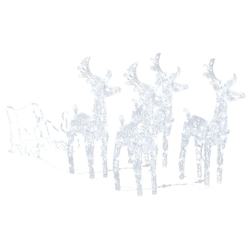 vidaXL Świąteczna dekoracja: renifery z saniami, 280x28x55 cm, akryl