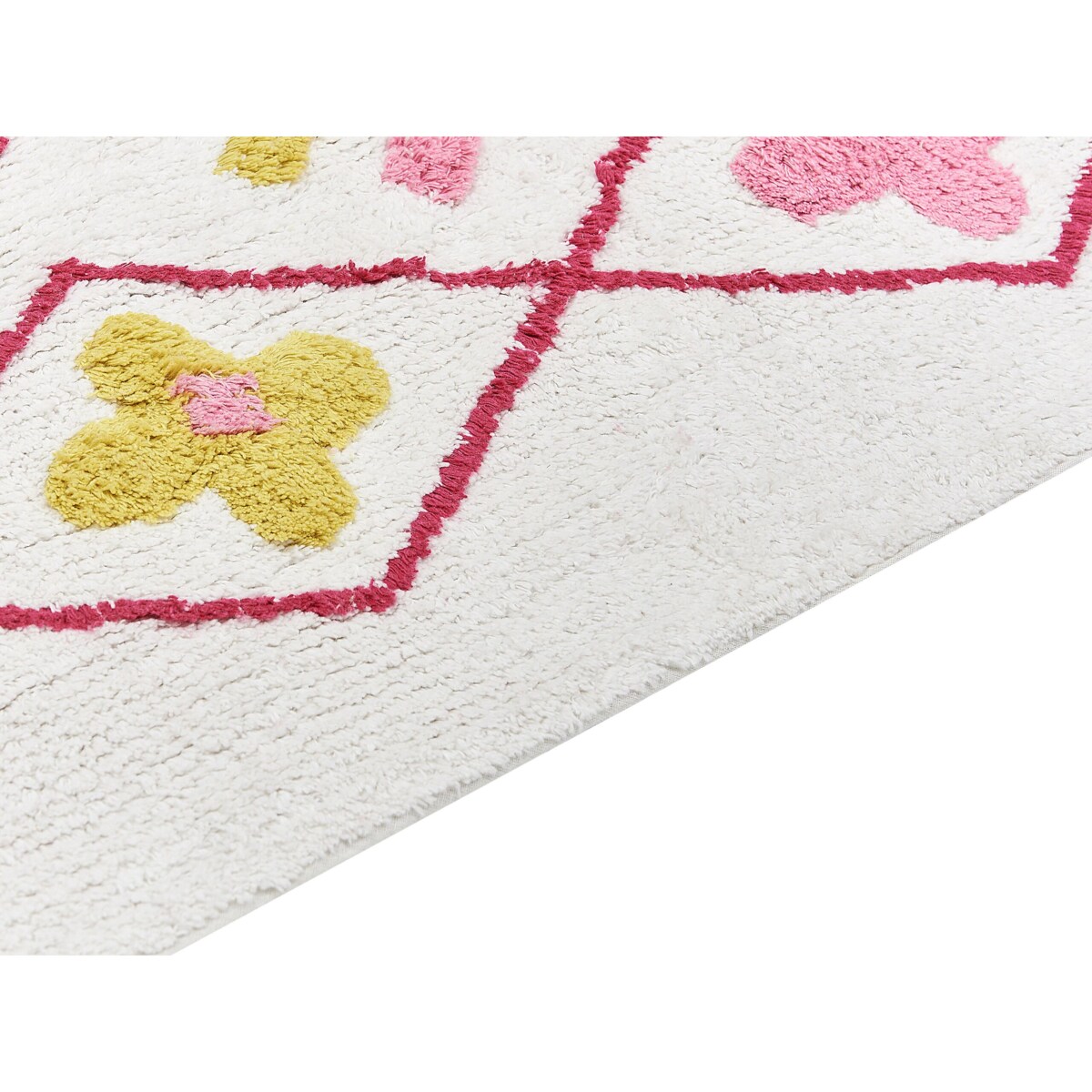 Dywan dziecięcy bawełniany 80 x 150 cm biały z różowym CAVUS