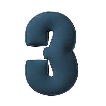 Poduszka Cyferka 3, pruski błękit, 25 x 40 cm, Posh Velvet