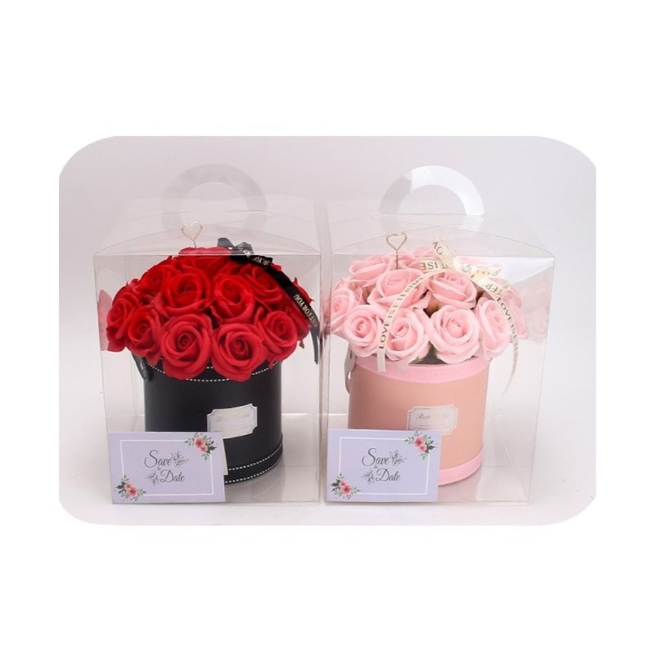 Flower box, bukiet zapachowych kwiatów mydlanych w pudełku 21szt. 19x16cm BUK08R