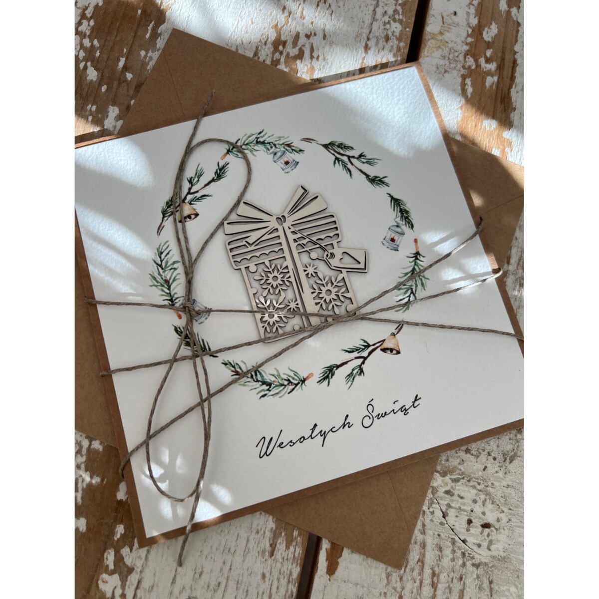 Wyjątkowa ręcznie robiona kartka świąteczna na Boże Narodzenie na piękne życzenia świąteczne - prezent