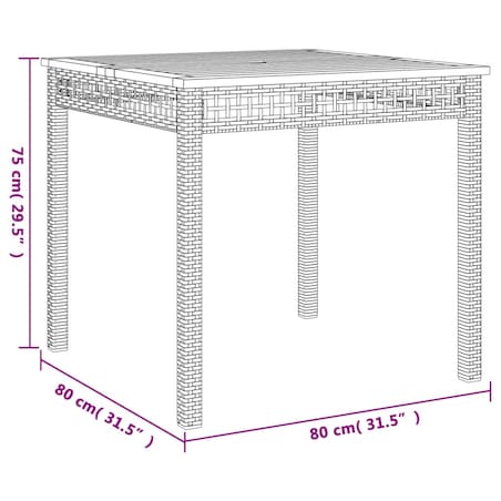 vidaXL Stolik ogrodowy, beżowy, 80x80x75 cm, polirattan i akacja