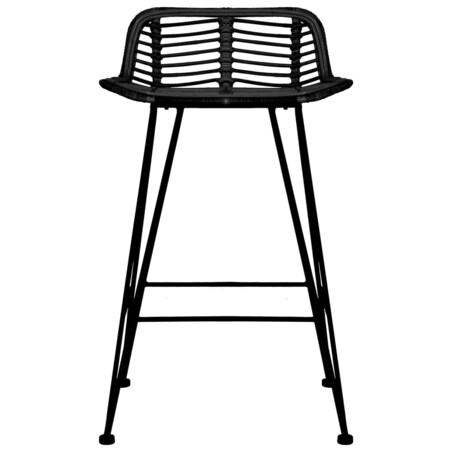 vidaXL Krzesła barowe, 2 szt., czarne, rattanowe