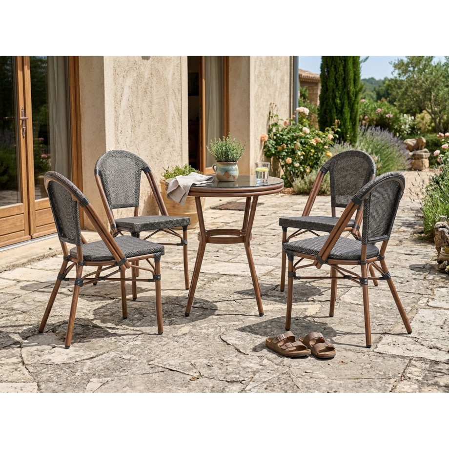 Stolik bistro RIFREDDO 70 cm 70 cm Szkło hartowane Szary