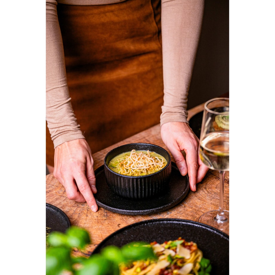 Serwis obiadowy Anun czarny na 12 osób 36 szt. Nowoczesny Do zmywarki Komplet talerzy