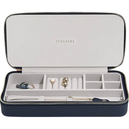Pudełko podróżne na biżuterię z miejscem na naszyjniki Stackers granatowe