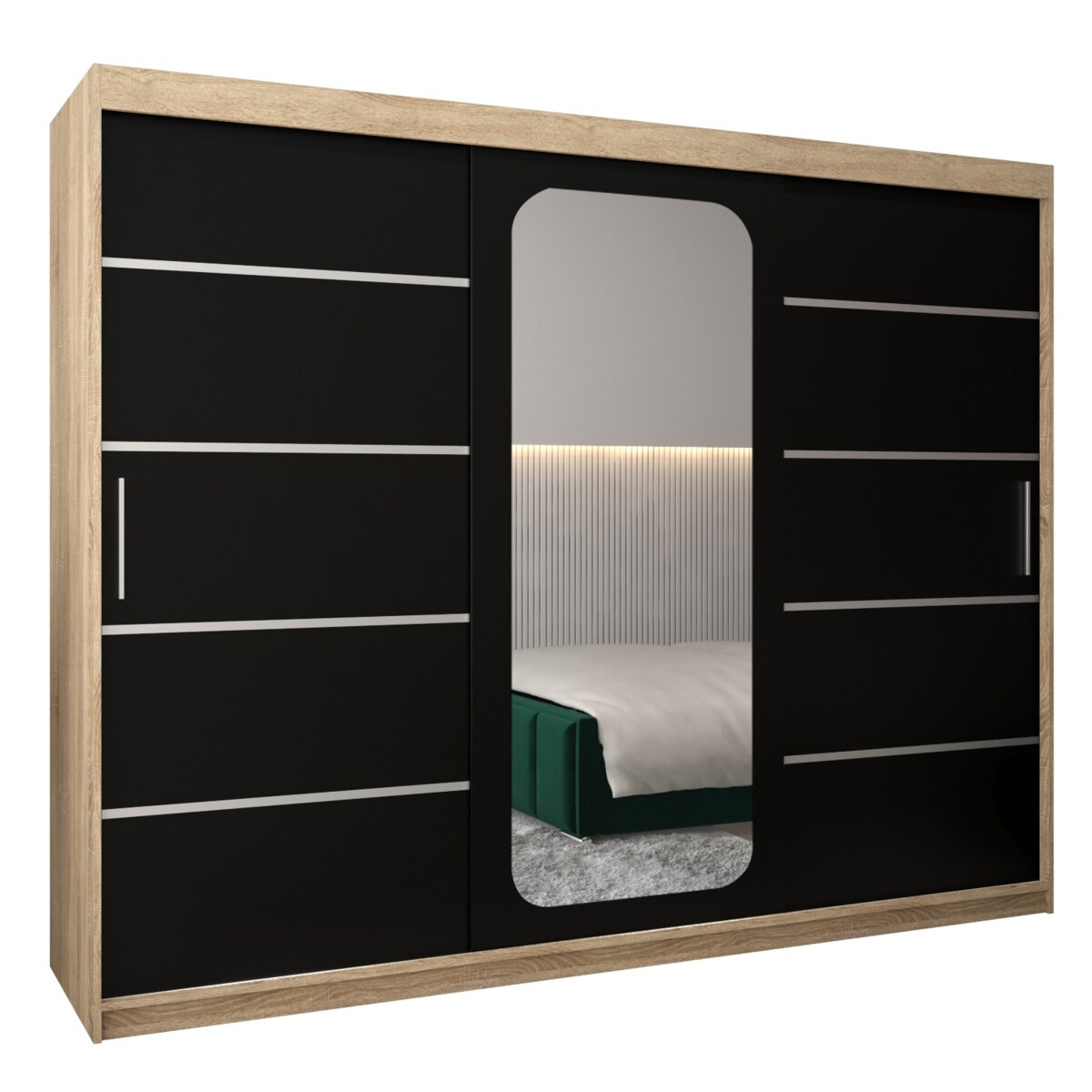 Szafa przesuwna Garderoba PROMO V2 250 sonoma/czarny