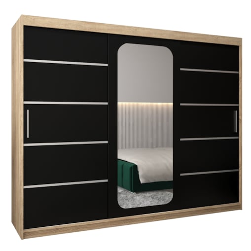Szafa przesuwna Garderoba PROMO V2 250 sonoma/czarny