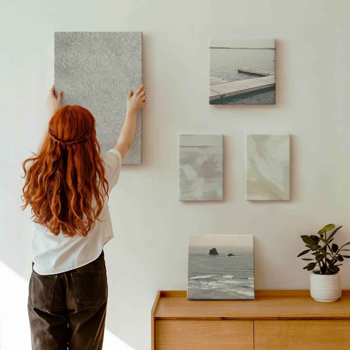 Zestaw 5 obrazów na płótnie - Abstrakcja nowoczesne tekstury w stylu industrialnym - szary