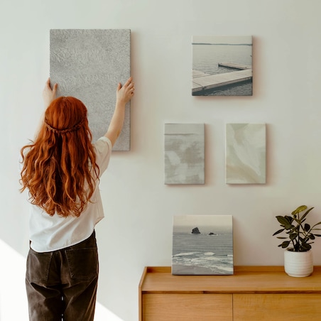 Zestaw 5 obrazów na płótnie - Abstrakcja nowoczesne tekstury w stylu industrialnym - szary