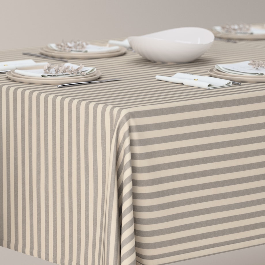 Obrus prostokątny 130 x 210 cm szaro-białe pasy (1,5cm)