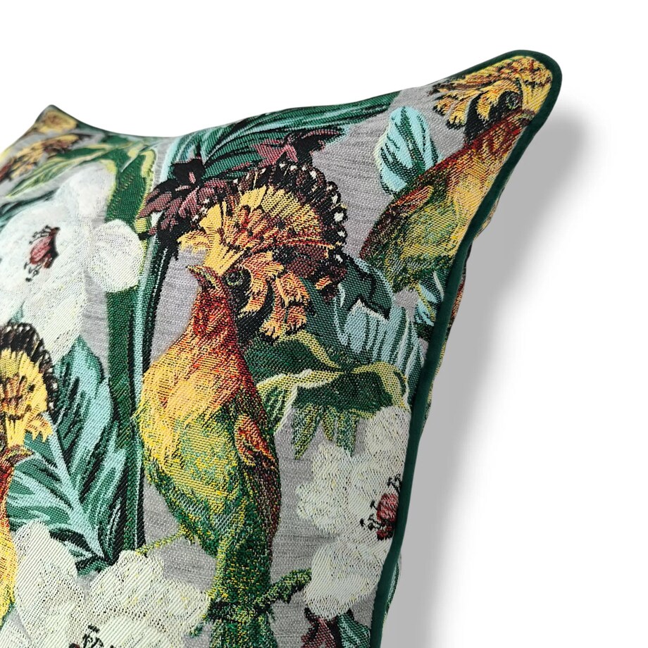 Szary zestaw poduszek w tropikalne liście - Echo Puszczy