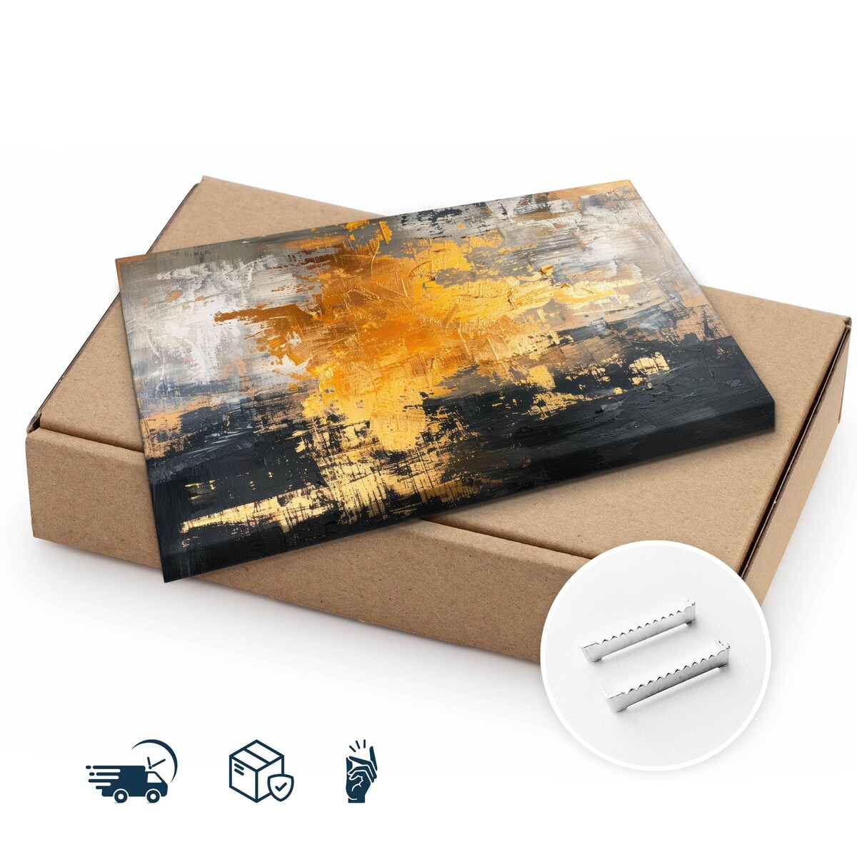 Obraz Ścienny Do Salonu Biura Złoty Wzór Abstrakcja Styl Glamour 70x50cm