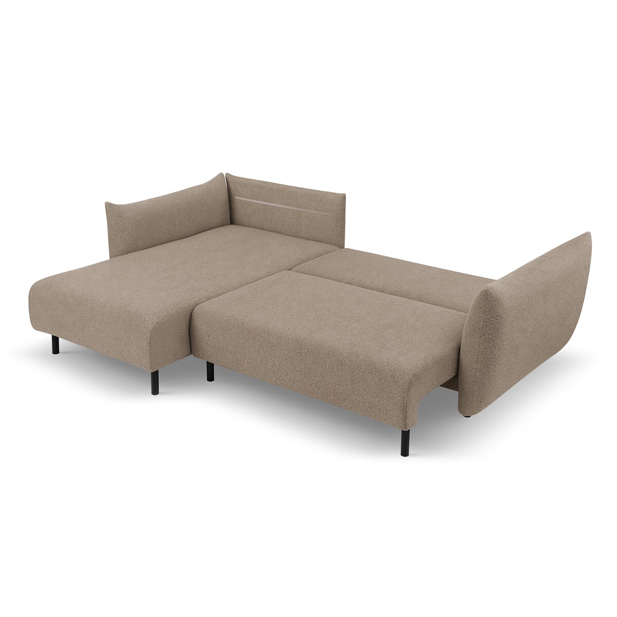 Narożnik DELI z funkcją spania na nóżkach, lewostronny, jasnobrązowy