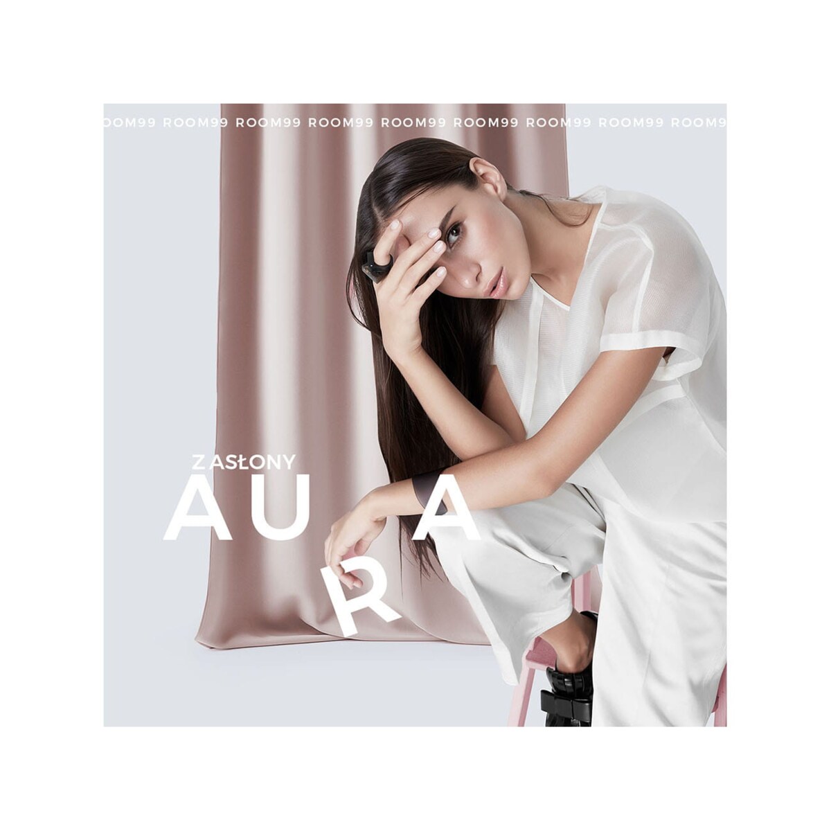 Zasłona Gotowa Pudrowy Róż 140 x 280 Przelotki Kółka Półzaciemniająca Gładka