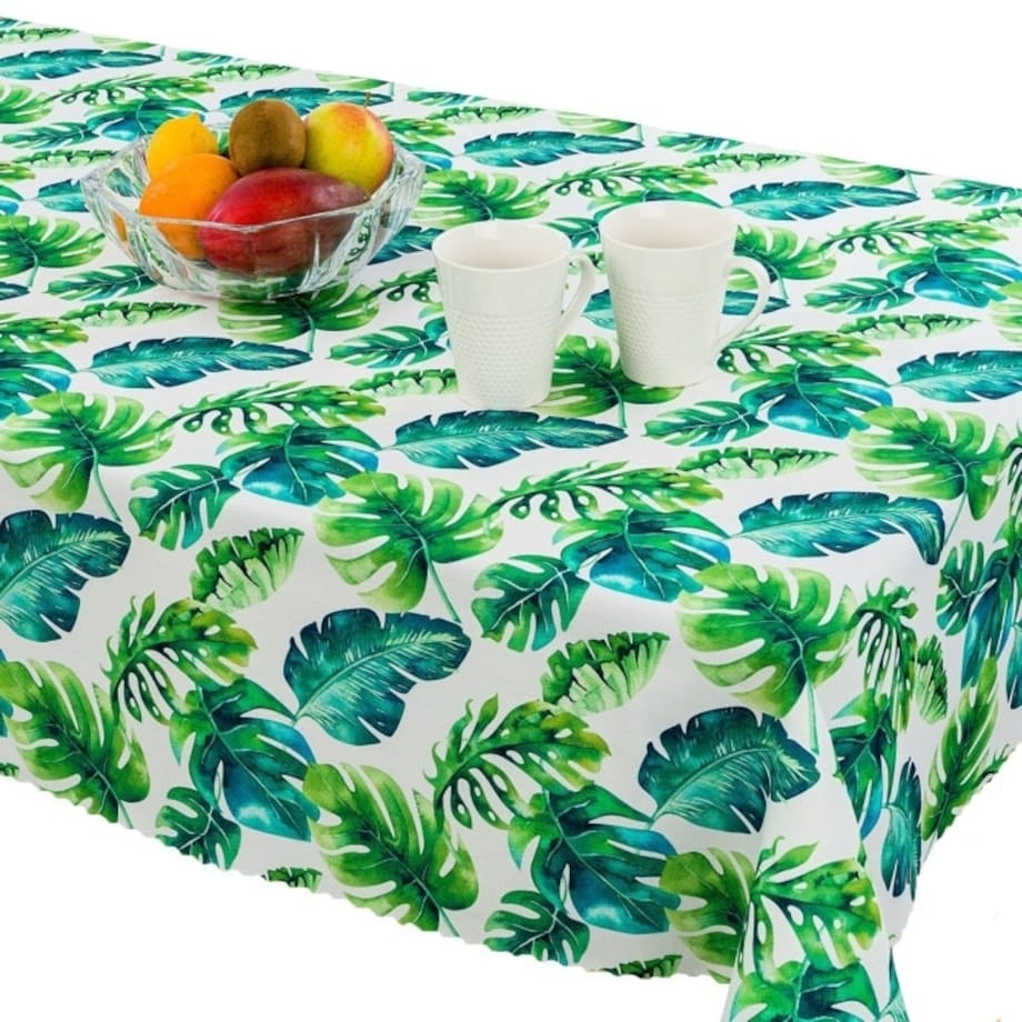 Obrus plamoodporny Elbrus Liście Palmowe zielony - 120x180 cm - wielokolorowy