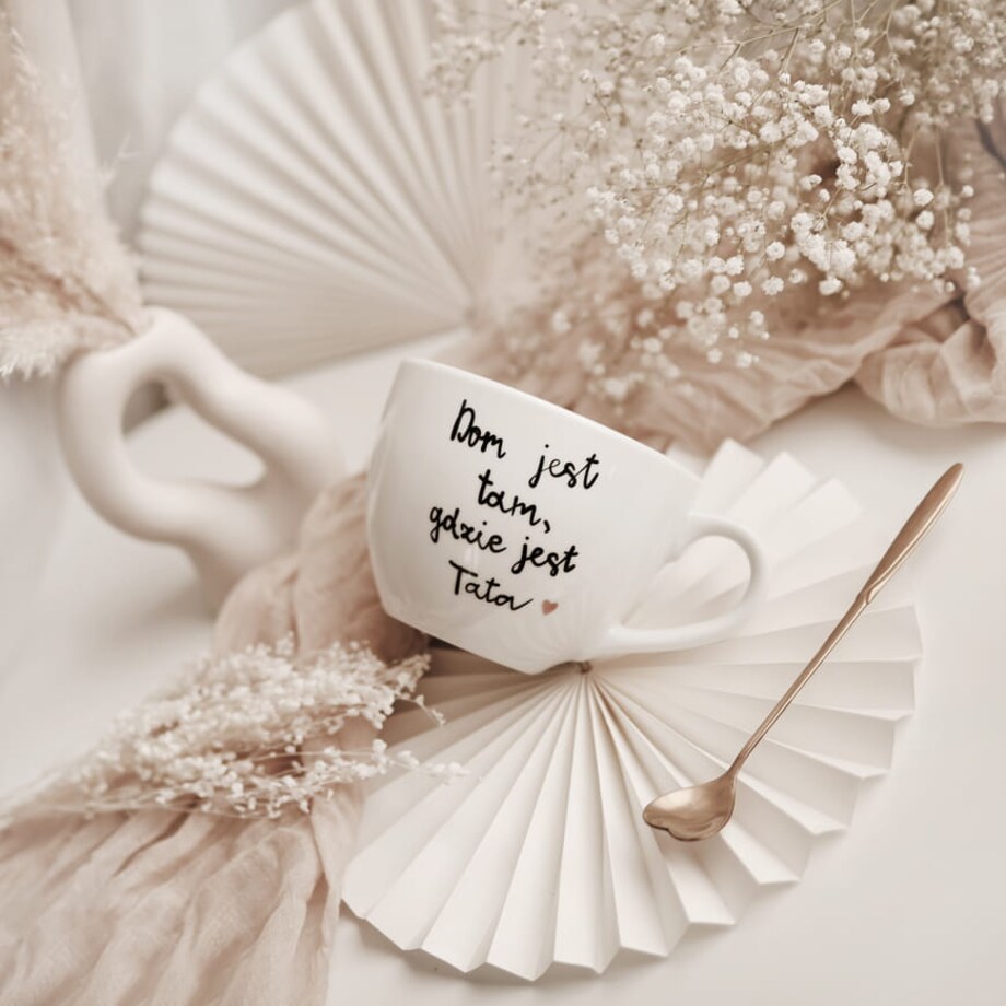 Kubek 500 ml - Dom jest tam, gdzie jest tata ZŁOTE SERCE