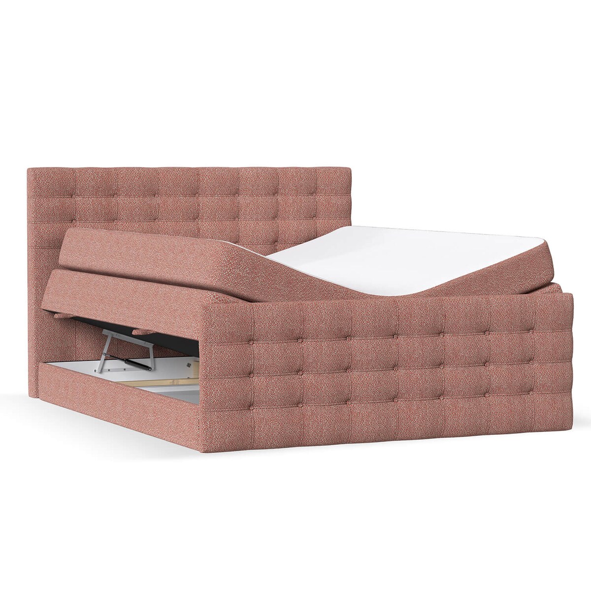 Łóżko kontynentalne STATE 200x200 z pojemnikiem, Czerwony, tkanina Grace 55