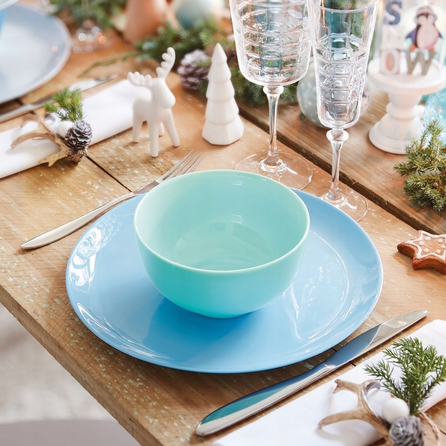 TALERZE OBIADOWE PŁYTKI duży na danie 6 x 25 cm LUMINARC diwali niebieski