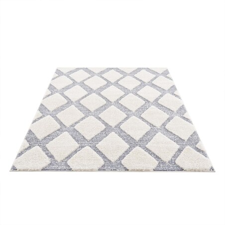 Dywan z efektem high low geometryczny Focera 44970 Szary Krem 140x200