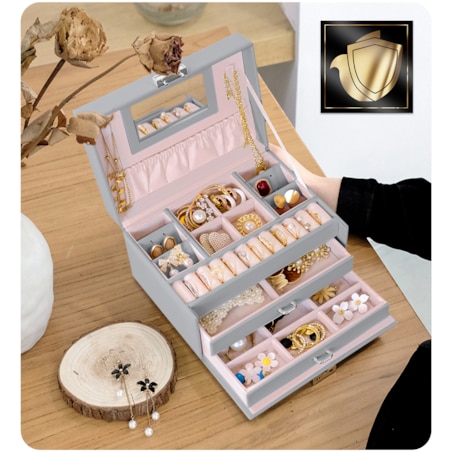 Pudełko szkatułka na biżuterię szare Massido