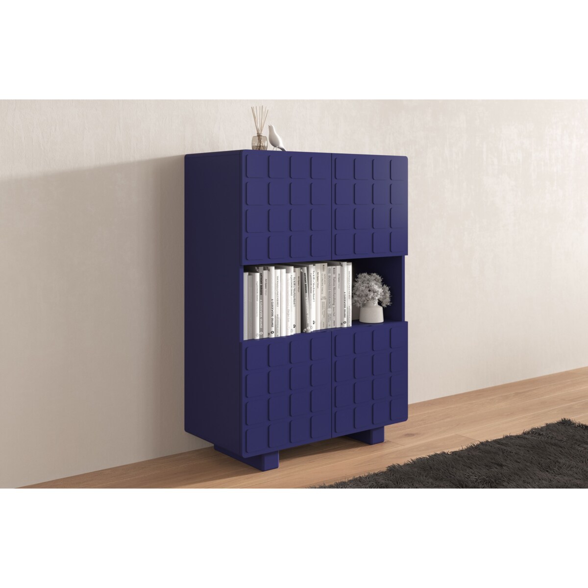 Nowoczesna komoda z frontami 3D Skandica CUBO HIGH / kolor granat szlachetny / szer. 85 cm