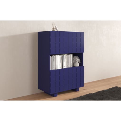 Nowoczesna komoda z frontami 3D Skandica CUBO HIGH / kolor granat szlachetny / szer. 85 cm