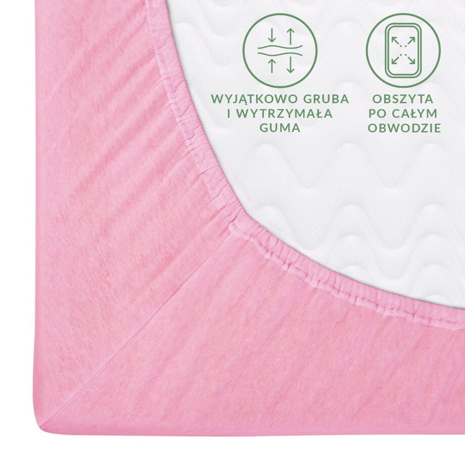 Prześcieradło jersey z gumką 80x160 kolor Jasny róż