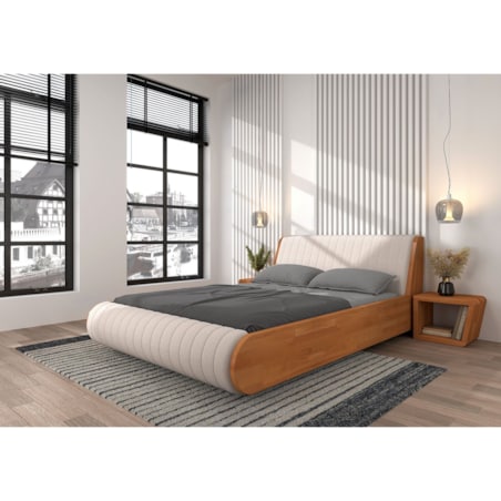 Łóżko lewitujące drewniane bukowe Visby HARALD / 160x200 cm, kolor naturalny, zagłówek Trinity 02