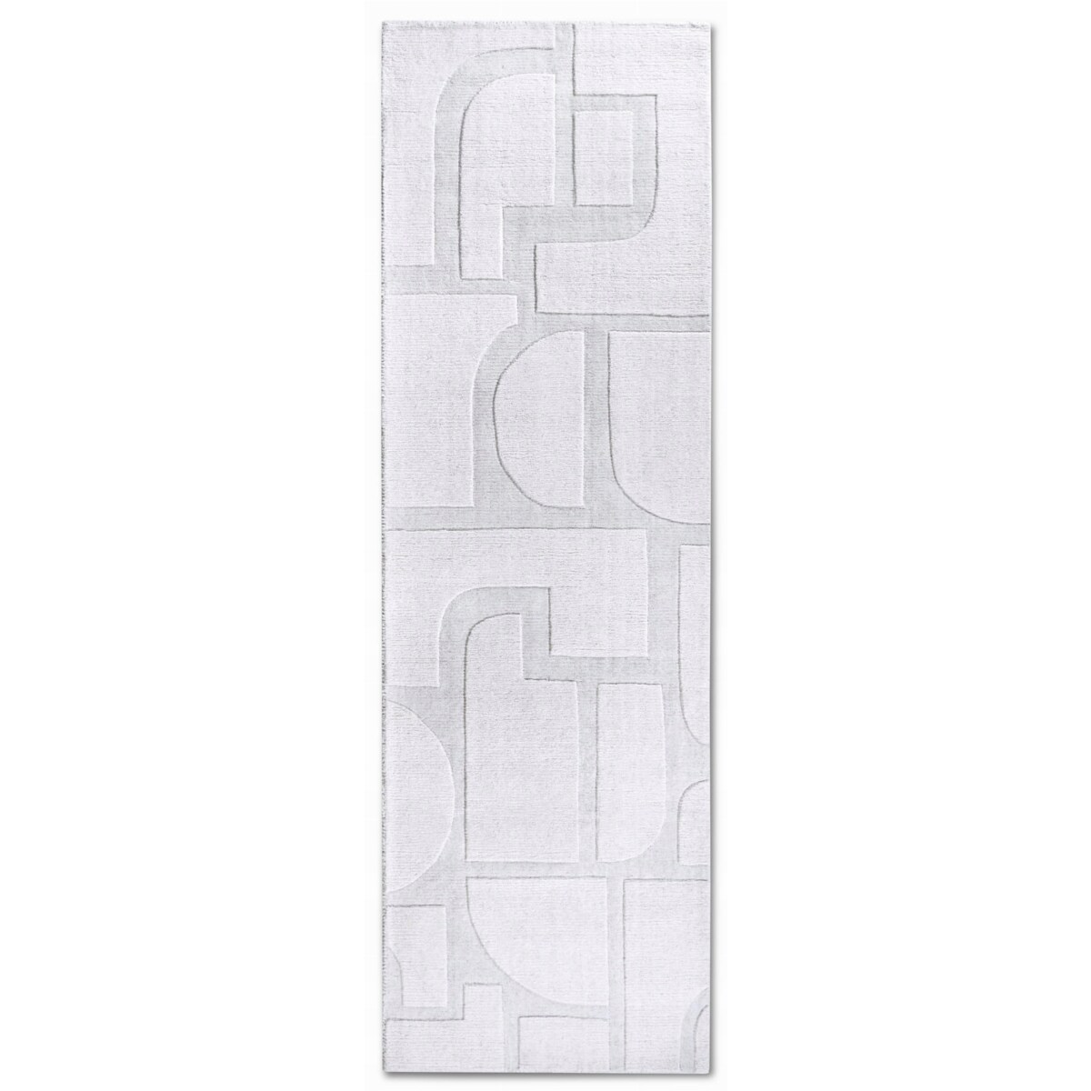 Chodnik wełniany do korytarza 80x250cm, kremowy nowoczesny wzór 3D