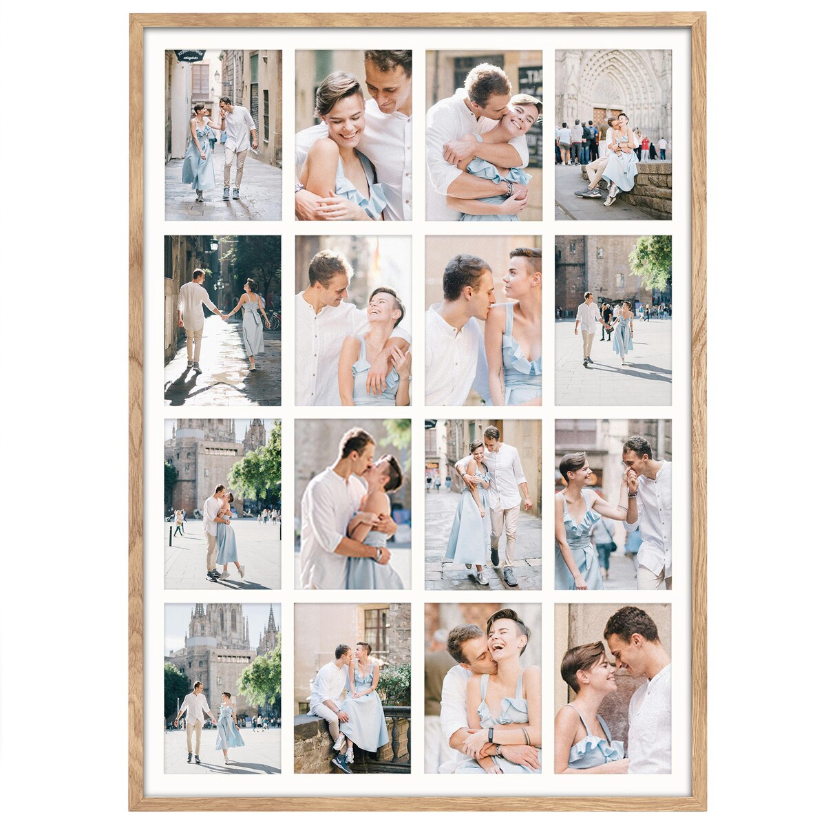 Ramka na zdjęcia 16 zdjęć 10x15 cm rama kolor dębowy foto galeria 50x70 cm kolaż FRAMAI®