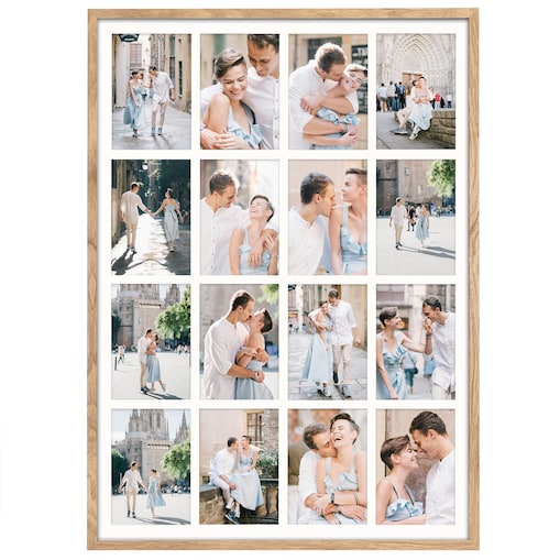 Ramka na zdjęcia 16 zdjęć 10x15 cm rama kolor dębowy foto galeria 50x70 cm kolaż FRAMAI®