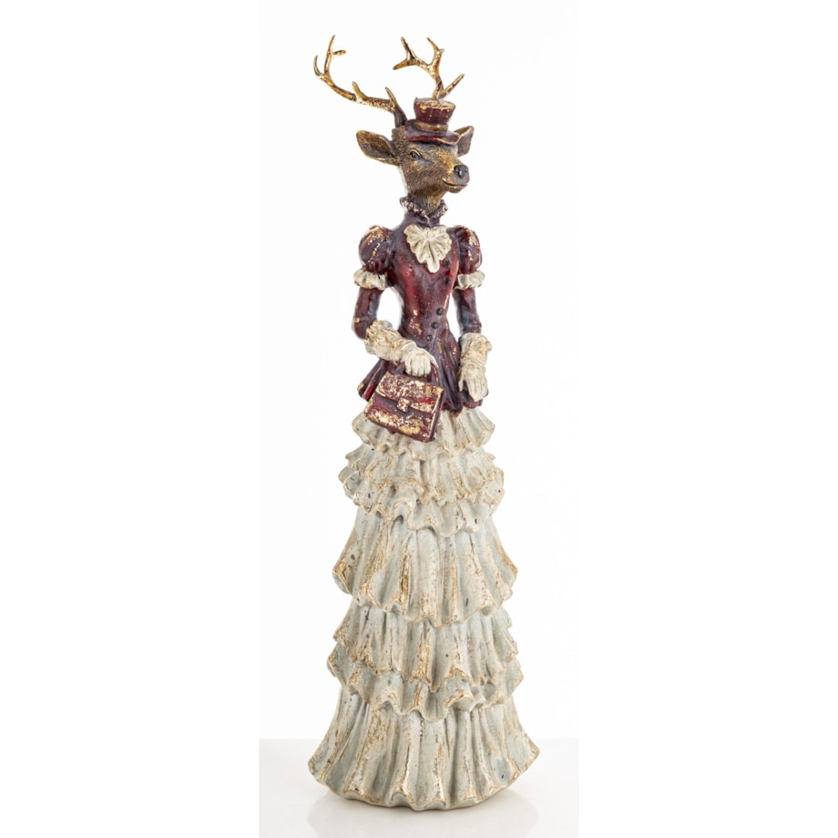 Figurka - elegancka pani jeleń 41x12,5x10,5 cm ELEGANTE-2 w długiej sukni