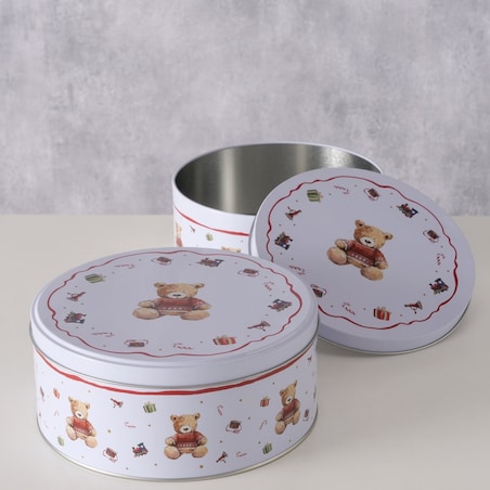 Puszki 2 szt. metalowe świąteczne 16/18x7/8 cm MISHA